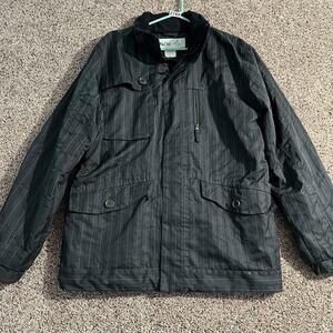 Pulse Jacket Mens Large Black Pinstripe Insulated Utility Multi Pocket Field